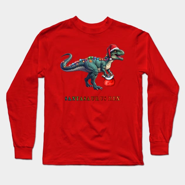 Santasaurs Rex: Dino-Mite Christmas Tee Long Sleeve T-Shirt by The Wolf and the Butterfly